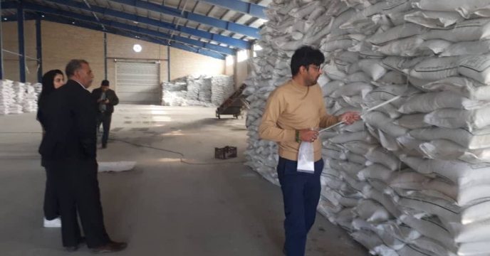 نمونه برداری از کود سولفات پتاسیم گرانوله در انبار شرکت خدمات حمایتی کشاورزی خراسان جنوبی