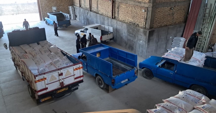 توزیع 100 تن کود کشاورزی اوره در انبار کارگزاری  در شهرستان دیواندره