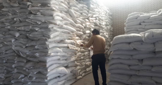 نمونه برداری از کود سولفات پتاسیم گرانوله در انبار شرکت خدمات حمایتی کشاورزی خراسان جنوبی