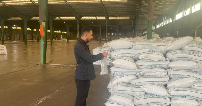 نمونه برداری از200تن کود سولفات پتاسیم در انبار سازمانی شرکت خدمات حمایتی کشاورزی استان گیلان